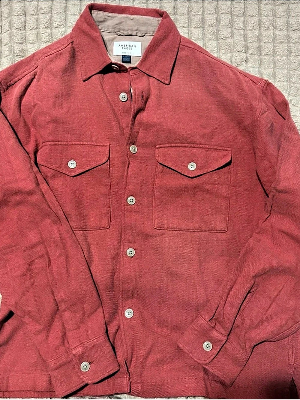 American Eagle Boxy Fit Utility Button-Up Shirt coral Shirt Jacket Size Medium